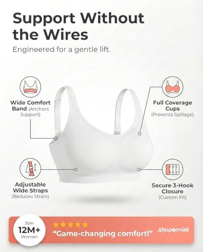 Image of SHAPERMINT Bralettes for Women with Support - Adjustable Wireless Support Bra, Full Coverage No Underwire Seamless Bra