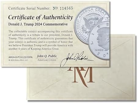 Aizics Mint Donald Trump Silver Coin 2024 with Certificate of Authenticity, President Coin, Trump Coin Collectors, Silver Plated, 38mm x 2mm - View 6