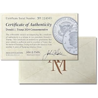 Donald Trump Silver Coin 2024 with Certificate of Authenticity, President Coin, Trump Coin Collectors, Silver Plated, 38mm x 2mm