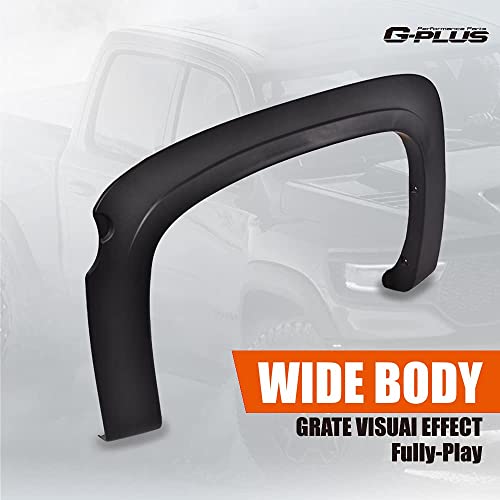 G-Plus Fender Flares Compatible With Chevy Silverado 2007-2013 1500 Fleetside 69.3" (5.8') Short Bed 4Pcs Textured Wheel Cover Pickup #TOP2