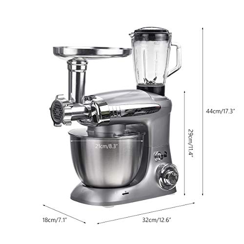 Elektrische Küche Mehl Pizza Teig Standmixer Küchenmaschine Eichefper Backwerkzeuge mit Obstpresse Schüssel Deckel Haken… – Bild 6