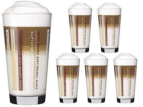 Vitrea 6 Kaffeegläser 370ml Latte Macchiato Gläser Sestr + 6 Glas Trinkhalme 23 cm Cover