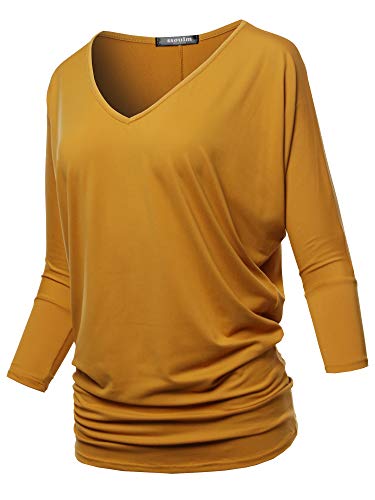SSOULM Women's Loose Fit 3/4 Sleeve Drape Dolman Top with Plus Size2