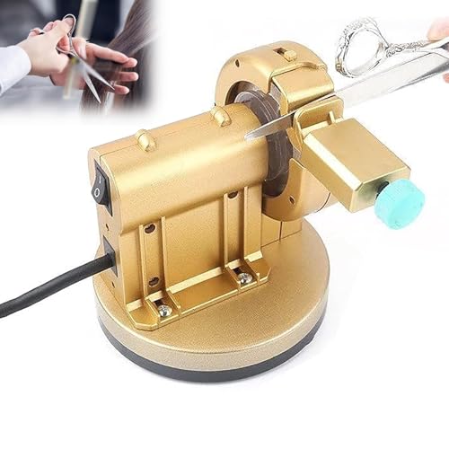 Tijeras de afilar para peluquería, 9600 RPM, interruptor de un solo toque, ángulo de molienda 35-42°, diámetro de partículas de arena de 60 mm
