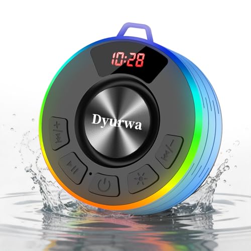 Image of Bluetooth Shower Speaker, IPX7 Waterproof Shower Speaker Loud Clear Sound with Suction Cup, Digital Display /RGB Lights, Built-in Mic, 10H Playtime, Bathroom Speaker for Outdoor /Pool /Beach /Party /Gift.