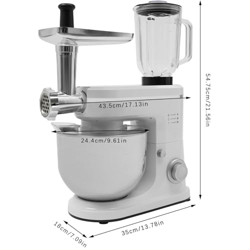 3-in-1 Multifunctional Stand Mixer Food Mixers 6-Speed Electric Stand Mixer with Dough Hook, Meat Grinder & Juicer - 6L Stainless Steel Bowl Included for Baking - Image 7