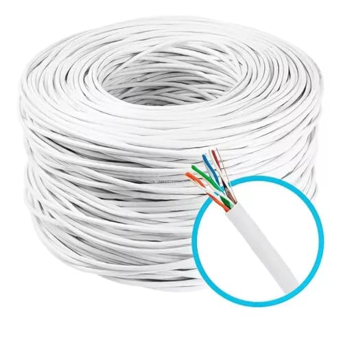Cabo De Rede 4 Pares Cat5e Branco Cftv Utp RJ45 Trançado Internet 100 Metros Net Rolo