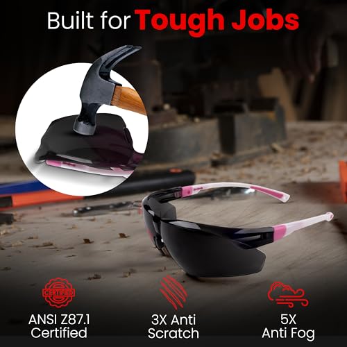 Image of Safety Glasses - ANSI Z87 Certified, 5X Anti-Fog ClearShield Lenses with Premium Hard Case & Accessory Bundle