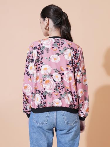 Image of 9 Impression Women's Printed Bomber Jackets | Full Zipper Regular Jacket | Casual Sweatshirt | Oversized Jackets for Women | Outdoor Office Wear Winter Jackets