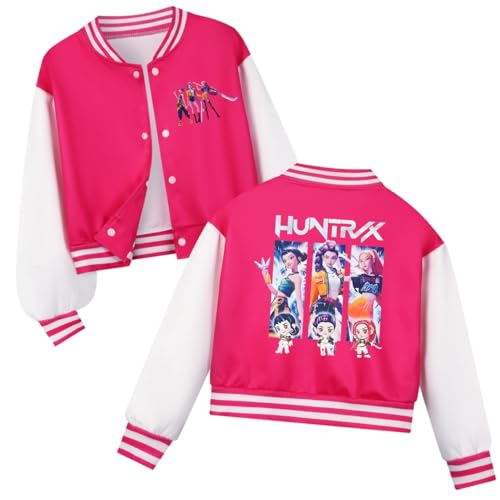 Unisex Kids Regular Fit Demon HUNTRXX Anime Varsity Baseball Jacket and Black Pants Active Sweatsuits2