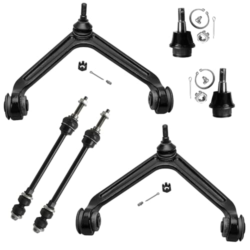 Image of Detroit Axle - 4WD Front End Control Arms Kit for 02-05 Dodge Ram 1500, 2 | Upper Control Arms w /Ball Joint 2 Lower Ball Joints 2 Sway Bars 2002 2003 2004 2005 Replacement - 6pc Set