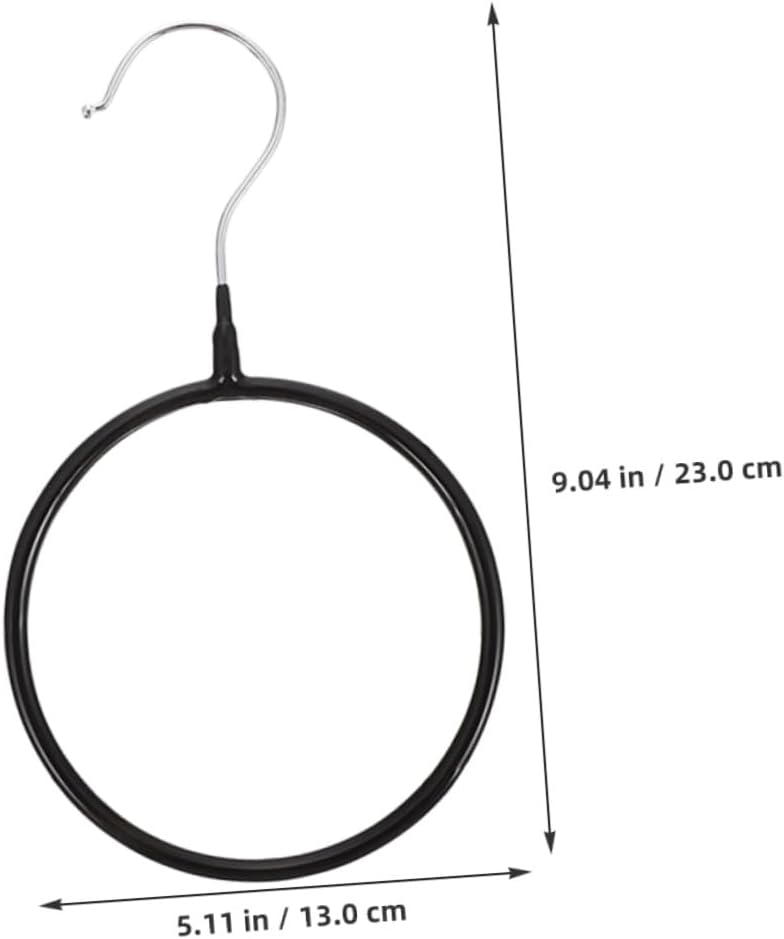 10pcs Black Scarf Ring Hangers with Hook, Multi-Functional Tie and Belt Organizer for Closet, Metal Clothes Hangers for Scarf Storage and Accessories Display