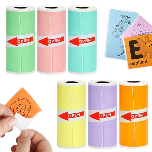 Image of Seznik Sticky Adhesive 2 Inch Thermal Paper Rolls, Continuous 57mm Width Paper for Mini Thermal Printers (ExclusiveColor-57mm Width-Continuous Sticky Roll-Pack of 6)
