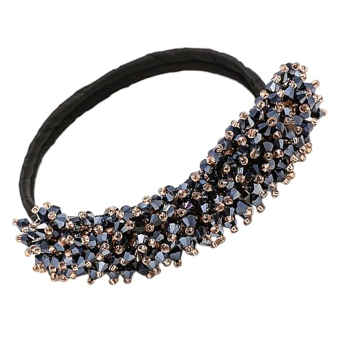 TEHAUX Crystal Hair Bun Maker with Elastic Band, Medium Blue