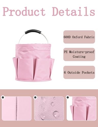 Image of Cleaning Caddy with Handle, for Cleaning Supplies Organizer Bucket | Foldable Storage Tote with 6 Pockets,17L Large Capacity Basket for Household Organizer,Laundry Room,Bathroom & Home