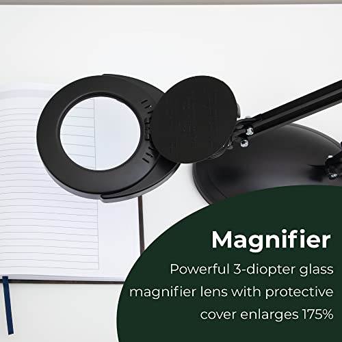 V-Light Full Spectrum Natural Daylight Effect Magnifier Task Lamp With 3 Diopter Glass Lens And Desktop Or Clamp-On Mounting Options (Vs40203Br), Black #TOP3