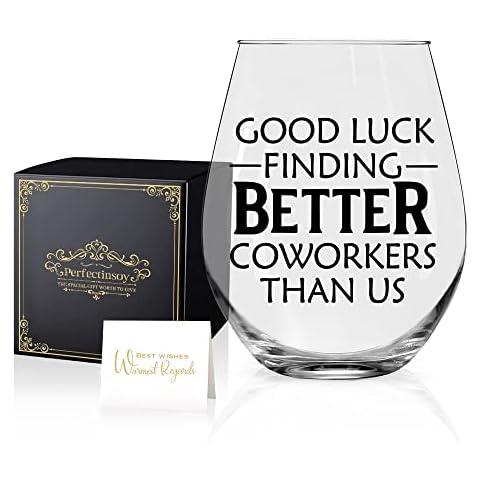 Perfectinsoy Good Luck Finding Better Coworkers Than Us Wine Glass with Gift Box, Unique Idea Gift for Sister Wife Mom Friend Boss Farewell, Going Away, New Job Gift, Retirement gift for Woman Cover