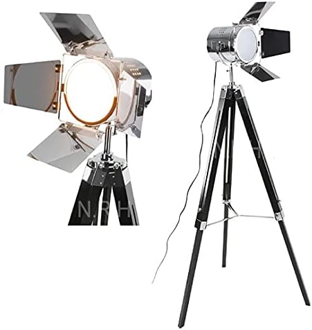 Nautical Replica Hub Vintage Moderne Collectible Chrome Zoeklicht Thuis Zwarte Schroef Statief Nautische Thuis en Studio Decor Spotlights Vloerlamp photo 3