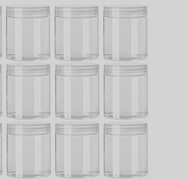 JIAYUET Paquete de 30 tarros de plástico transparente de 200 ml con tapas, recipientes herméticos de boca ancha para alimentos secos, condimentos, miel
