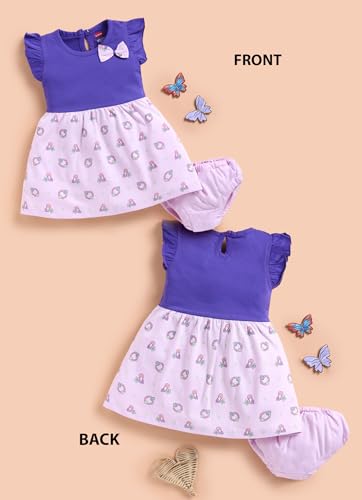 Image of LuvLap Baby Girls Regular Fit 100% Cotton Half Sleeve Girls Knee Length Frock Pack of 3