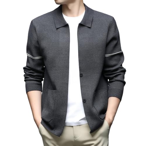 Chaqueta de punto de hombre con botones y bolsillos frontal para otoño invierno