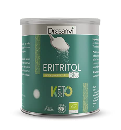 DRASANVI ERITRITOL KETO CERTIFICADO BIO - Edulcorante NATURAL con cero calorías, apto para DIABÉTICOS, pruébalo en tus recetas horneables - VEGANO - SIN GLUTEN - 500g