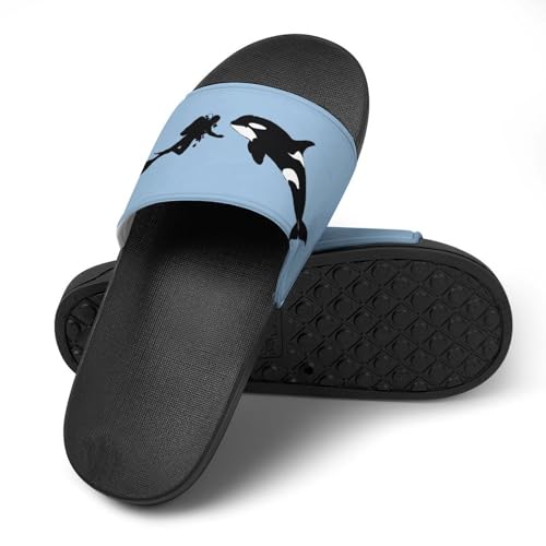 Orca Killer Whale Scuba Dive Non Slip Slides Sandals for Women Men Quick Drying Shower Shoes for Bathroom Pool Beach4