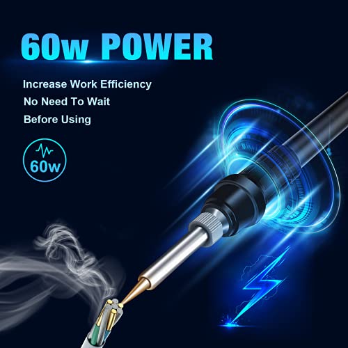 Soldering Iron Station Kit, Andolar 60W Soldering Station 392℉ - 896℉ Adjustable Temperature °F & °C Dual Digital, 10-Min Sleep Mode, Led Display Digital Soldering Iron Kit, Fast Heating Up, Blue #TOP4