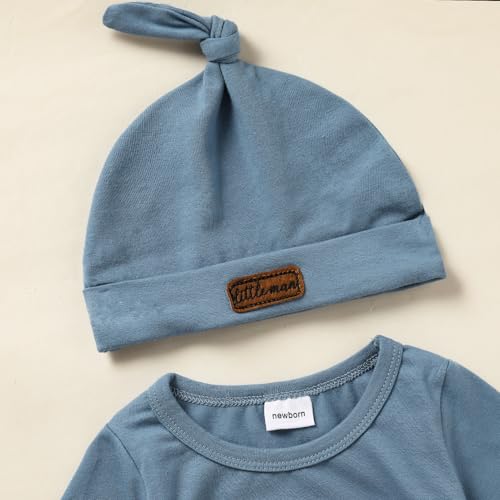 Newborn Romper Baby Boy Cotton Jumpsuit New Baby Hat Gloves Romper Coming Home Clothes Outfits3