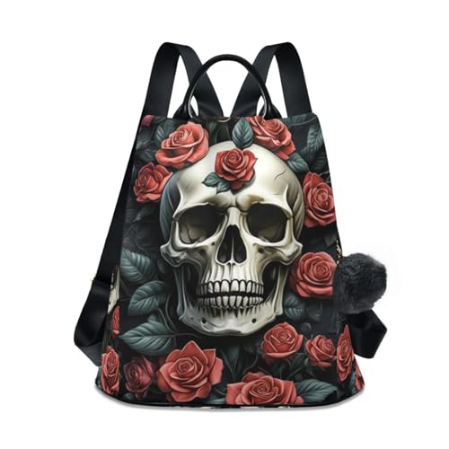 Sac à dos pour femme crâne et roses parfait pour la randonnée et le camping ce week-end