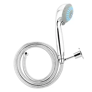 Hindware F160046CP 3 Flow Hand Shower with 1.5M Stainless Steel Flexible Tube with Hook (Shower) with Chrome Finish