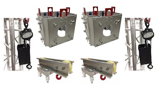 2 Ground Support Top Sections+2 Box Truss Chain Hoists 1 Ton+2 Sleeve Blocks