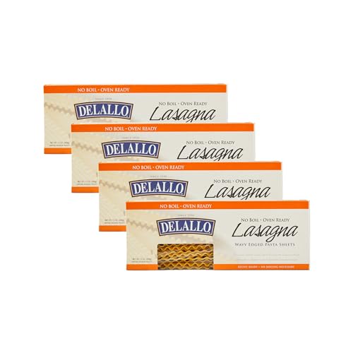 DeLallo No-Boil Lasagna Sheets, 13.2 Ounce Box, 4 Pack, Oven Read...