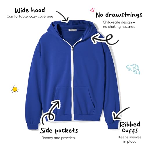 Ohoo Unisex Boys Girls Hoodie Full Zip Up Cotton Blend Long Sleeve Lightweight No Drawstring with Pockets4