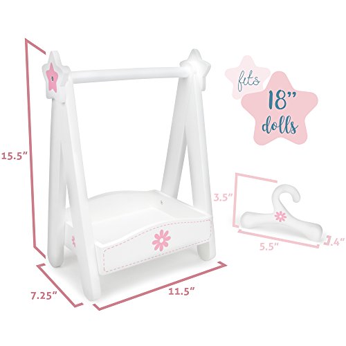image for Imagination Generation Classic Wooden Doll Dress Rack with 6 Hangers, 