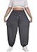 OLRIK Womens Plus Size Pants Casual Fall Winter Sweatpants Loose Fit Drawstring Waist Pant Fashion Lounge Trousers with Pockets Dark Grey-3X