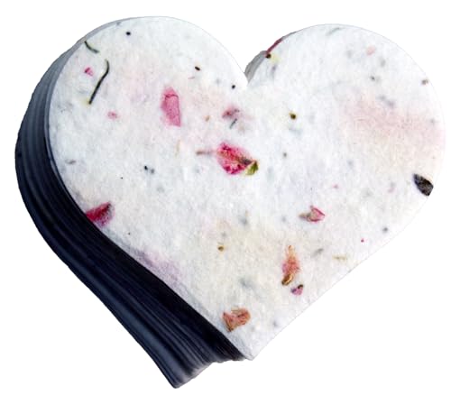 of The Earth Seed Embedded Larkspur Handmade Paper Tags, Heart Shape, Large, Pink