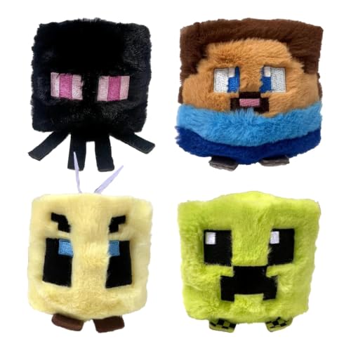 TY Minecraft 4-Pack Bouncers Enderman Steve Bee and Creeper Soft Plush Toys for Kids Bouncy Cuddly Toy Set Collectible Interactive Plush