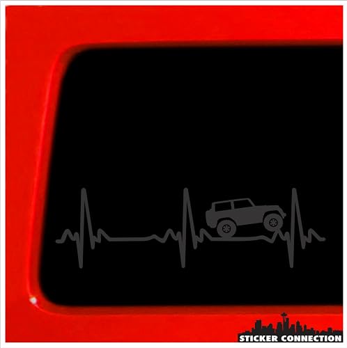 Image of Sticker Connection | Heart Beat EKG for Jeep Wrangler | Windshield Banner for Car, Truck, Window, Laptop 4 inchx24 inch (Matte Black, 2.5 inchx8 inch)