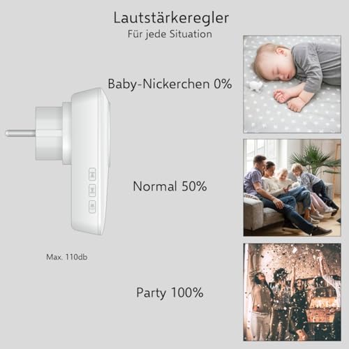 ELRO DB4000 Drahtloses Kinetic Türklingel-Set - mit 2x Steckempfänger mit Steckdose - keine Batterien nötig - 150 Meter