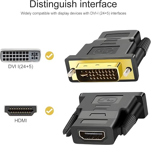 Image of DVI to HDMI Adapter Bi-Directional DVI Male to HDMI Female Converter HDTV (24+1) Support 1080P, 3D for PS3,PS4,TV Box,Blu-ray,Projector,etc.