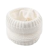 XIAOHAWANG Baby Winter Scarf Warm Kids Thick Knit Scarves Plush lining Double Layered Toddler Neckerchiefs lovely(White 1)