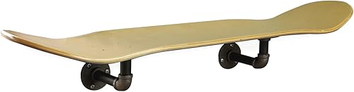 Estante flotante de plataforma de patineta de estilo industrial con sistema de montaje de tubería - Estantería de patín interior hecha a medida -