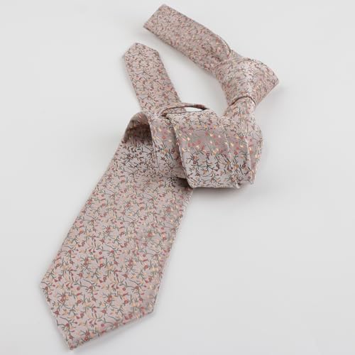 Image of Alizeal Mens 3.15'' Light Color Rustic Tie Handkerchief | with Flower Printed Handkerchief for Wedding Business Daily Wear