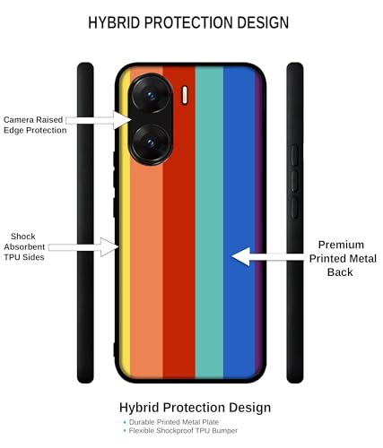 Image of Rainbow Colors Design Premium 2D Printed Metal Back Case Cover for Vivo V29E 5G