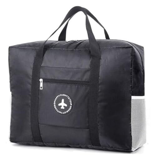 Image of CAVALO Be Unique Travel Duffle Bag for Luggage Spacious with Pockets Foldable Weekender Zipper Bag, Stylish Handbag Carry on Trolley Bag Waterproof Nylon Black 44 x 18 x 35 cm