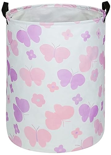 Image of KUNRO Clothes Hamper Waterproof Butterfly Toy Storage Bin Organizer For Nursery Hamper Home Decor Closet Kids Bedroom Laundry Hamper Baby Gift Basket Shelf Baskets