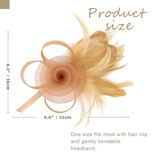 Image of DRESHOW Fascinators Hats for Women Tea Party Fascinator Hats Vintage 50s Headwear Cocktail Wedding Church Derby Hat