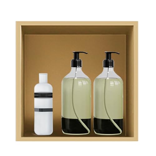 Estante de acero inoxidable 304 para ducha, resistente al agua, empotrable en la pared, para jabón y artículos de tocador, fácil instalación, estantes planos, elegante acabado dorado