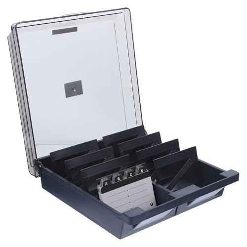 LOORGVEL 大容量多格名刺ホルダー 卓上用耐久プラスチック製 名刺整理ボックス オフィス用カードスタンド 収納整頓簡単